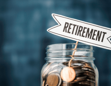 A jar of coins with a "Retirement" flag, representing savings needed to bridge the gap before Social Security begins